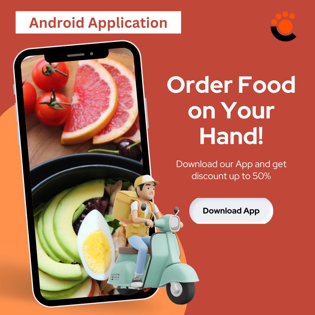 Red Orange Minimal Creative Modern Food Delivey App Online Instagram Post 1